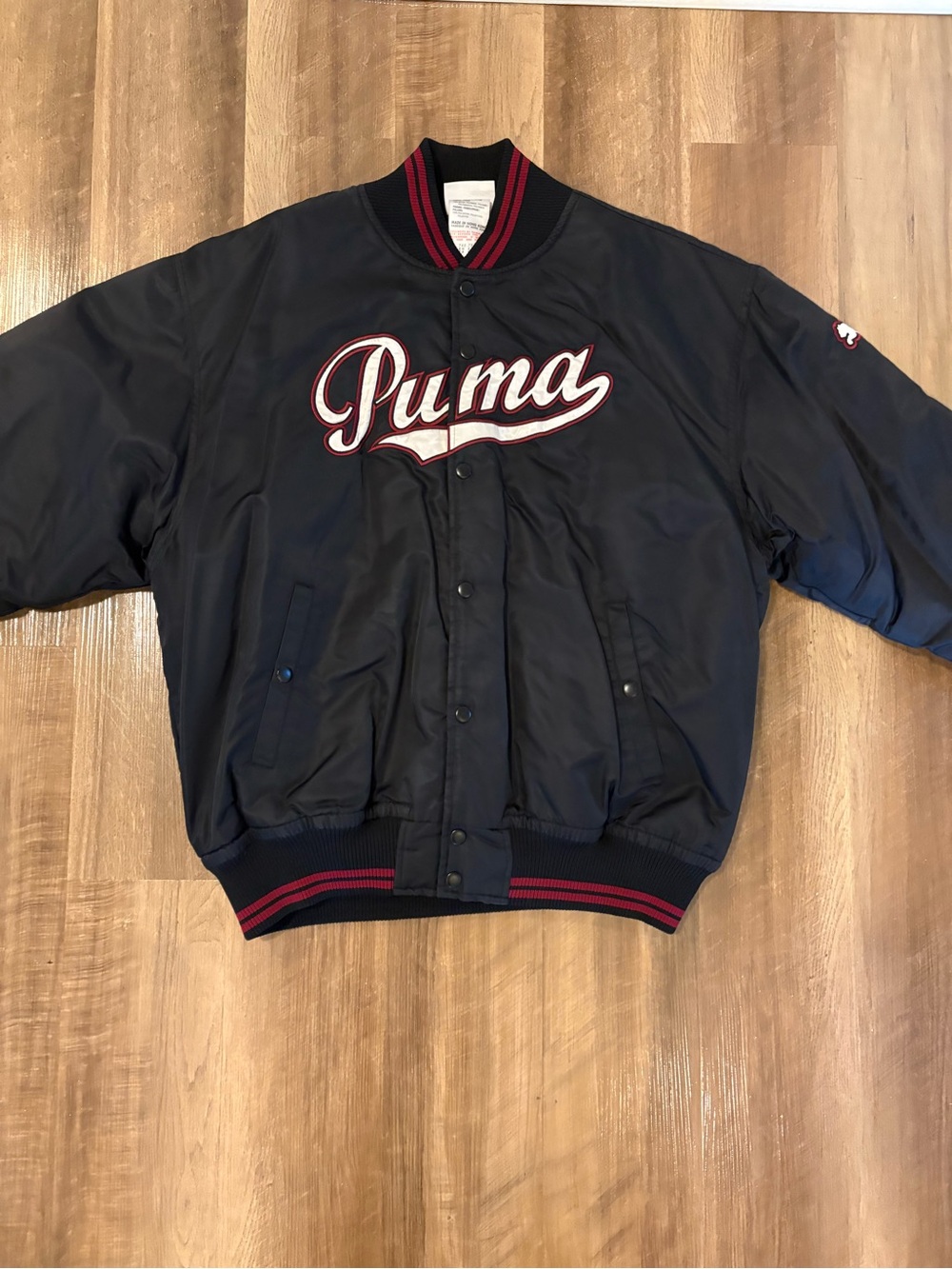 Vintage Puma Men's Black Logo Bomber Jacket